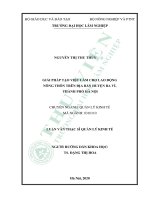 Giải pháp tạo việc làm cho lao động nông thôn trên địa bàn huyện ba vì, thành phố hà nội 