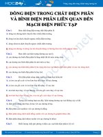 Trắc nghiệm Vật lý 11 về Dòng điện trong chất điện phân và bình điện phân liên quan đến mạch điện phức tạp