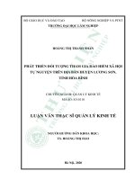 Phát triển đối tượng tham gia bảo hiểm xã hội tự nguyện trên địa bàn huyện lương sơn, tỉnh hòa bình 