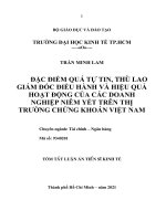 Đặc điểm quá tự tin, thù lao giám đốc điều hành và hiệu quả hoạt động của các doanh nghiệp niêm yết trên thị trường chứng khoán việt nam TT 