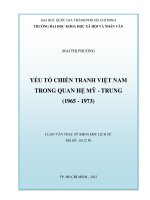 Yếu tố chiến tranh việt nam trong quan hệ mỹ   trung (1965 1973)     