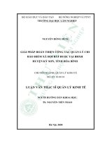 Giải pháp hoàn thiện công tác quản lý chi bảo hiểm xã hội bắt buộc tại BHXH huyện kỳ sơn, tỉnh hòa bình 