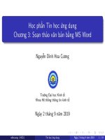 Bài giảng Tin học ứng dụng: Chương 3 - Nguyễn Đình Hoa Cương