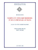 Luận văn tốt nghiệp nghiên cứu tổng hợp biodiesel từ bã cà phê đã qua sử dụng 