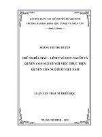 Chủ nghĩa mác lênin về con người và quyền con người với việc thực hiện quyền con người ở việt nam     