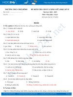 Đề kiểm tra 1 tiết HK2 môn Công Nghệ 6 trường THCS Thái Bình có đáp án hướng dẫn