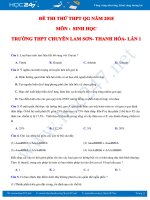 Đề thi thử THPT QG 2018 môn Sinh học- Chuyên Lam Sơn- Thanh Hóa