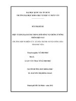 Hiện tượng bạo hành trong đời sống vợ chồng ở nông thôn hiện nay (trường hợp nghiên cứu xã hòa thành   huyện đông hòa tỉnh phú yên)     