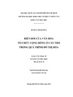 Biến đổi của văn hóa tổ chức cộng đồng ở cần thơ trong quá trình đô thị hóa     