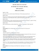 Đề thi HK1 môn Lịch sử 9 năm 2020 - Trường THCS Lê Văn Duyệt có đáp án