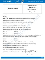 Bộ 3 đề thi học kỳ 1 môn Vật Lý 9 năm 2020 có đáp án Trường THCS Bà Điểm