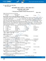 Đề thi HK1 Tiếng Anh lớp 12 năm 2018 THPT Trần Nhật Duật có đáp án