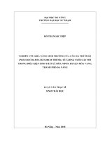 Nghiên cứu khả năng sinh trưởng của cây hà thủ ô đỏ (polygonum multiflorum thunb ) từ giống nuôi cấy mô trong điều kiện sinh thái xã hòa nhơn, huyện hòa vang, thành phố đà nẵng  