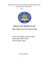 Bài thảo luận kế toán quản trị nhóm 5 Trường đại học Thương Mại