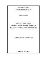 Quản lý hoạt động giáo dục thẩm mỹ cho thiếu nhi tại cung văn hóa thiếu nhi đà nẵng  