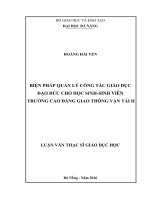 Biện pháp quản lý công tác giáo dục đạo đức cho học sinh   sinh viên trường cao đẳng giao thông vận tải ii  