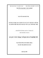 Đánh giá hiệu quả kinh tế sản xuất chè quy mô hộ gia đình trên địa bàn huyện yên lập, tỉnh phú thọ 