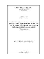 Quản lý hoạt động dạy học ngoại ngữ tại các trung tâm ngoại ngữ   tin học trên địa bàn thành phố pleiku tỉnh gia lai  