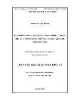 Giải pháp nâng cao chất lượng đào tạo nghề cho lao động nông thôn tại huyện yên lập, tỉnh phú thọ 