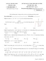 Đề thi học sinh giỏi môn Toán lớp 12 cấp tỉnh năm 2019-2020 - Trường THPT Bắc Ninh