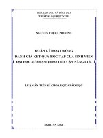 luận án tiến sĩ quản lí hoạt động đánh giá kết quả học tập của sinh viên đại học sư phạm theo tiếp cận năng lực 