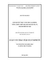 Giải quyết việc làm cho lao động nông thôn trên địa bàn huyện ba vì, thành phố hà nội 