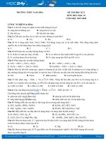 Đề thi HK2 năm 2020 môn Hóa học 10 có đáp án Trường THPT Hòa Nam