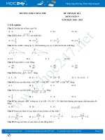 Đề thi HK1 môn Toán 9 năm 2020 có đáp án Trường THCS Trần Phú