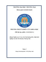 THẢO LUẬN PHƯƠNG PHÁP NGHIÊN cứu KHOA học (Nghiên cứu về các yếu tố ảnh hưởng đến ý định khởi nghiệp của sinh viên Đại học Thương Mại)
