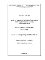 Quản lý nhà nước về đất nông nghiệp trên địa bàn huyện đầm hà, tỉnh quảng ninh 
