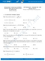 Đề thi HK1 môn Toán 11 năm học 2019 - 2020 có đáp án Trường THPT Chuyên Thăng Long