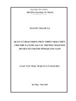 Quản lý hoạt động phát triển nhận thức cho trẻ 5 6 tuổi tại các trường mầm non huyện núi thành tỉnh quảng nam  