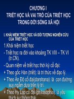 CHƯƠNG I TRIẾT HỌC VÀ VAI TRÒ CỦA TRIẾT HỌC TRONG ĐỜI SỐNG XÃ HỘI