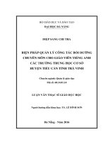 Bỉện pháp quản lý công tác bồi dưỡng chuyên môn cho giảo viên tiếng anh các trường trung học cơ sở huyện tiểu cần, tỉnh trà vinh  