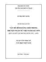 Vấn đề bình đẳng giới trong truyện ngắn nữ việt nam sau 1975 (qua tuyển tập truyện ngắn 1975   1995)  