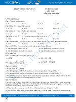 Đề thi HK1 môn Toán 9 năm 2020 có đáp án Trường THCS Chu Văn An