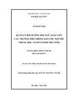 Quản lý hoạt động bồi dưỡng đội ngũ giáo viên các trường phổ thông dân tộc nội trú trung học cơ sở ở tỉnh trà vinh   