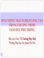 Bài giảng Hoạt động trải nghiệm sáng tạo trong chương trình giáo dục phổ thông - TS.Tưởng Duy Hải