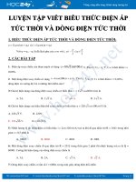Bài tập viết Biểu thức điện áp tức thời và dòng điện tức thời môn Vật Lý 12