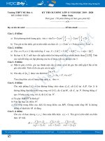 Đề thi olympic Toán 11 năm 2020 Trường THPT Mỹ Đức A