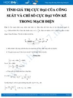 Tính giá trị cực đại của Công suất và chỉ số cực đại Vôn kế trong mạch điện xoay chiều môn Vật lý 12