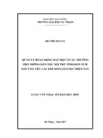 Quản lý hoạt động dạy học ở các trường phổ thông dân tộc nội trú tỉnh kon tum đáp ứng yêu cầu đổi mới giáo dục hiện nay  