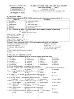 Đề thi học sinh giỏi môn Tiếng Anh lớp 7 cấp huyện năm 2018-2019 có đáp án - Phòng GD&ĐT Tam Đảo