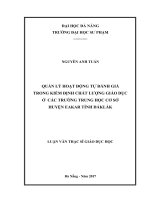 Quản lý hoạt động tự đánh giá trong kiểm định chất lượng giáo dục ở các trường trung học cơ sở huyện eakar, tỉnh đắklắk  