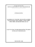 Tạo động lực làm việc cho người lao động tại Ngân hàng Nông nghiệp và Phát triển nông thôn, chi nhánh tỉnh Lào Cai (Luận văn thạc sĩ)