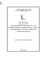 Tóm tắt luận văn Thạc sĩ Điều dưỡng: Phân tích kết quả phục hồi chức năng vận động trị liệu người bệnh đột quỵ não giai đoạn hồi phục và các yếu tố liên quan tại Bệnh viện Sơn Tây