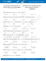 Đề kiểm tra 1 tiết Chương 2 Giải tích 12 năm học 2019 - 2020 có đáp án Trường THPT Nguyễn Bỉnh Khiêm