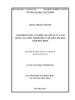 Giải pháp nâng cao hiệu quả quản lý và sử dụng các công trình thủy lợi trên địa bàn tỉnh hòa bình 