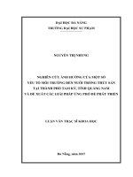 Nghiên cứu ảnh hưởng của một số yếu tố môi trường đến nuôi trồng thuỷ sản tại thành phố tam kỳ, tỉnh quảng nam và đề xuất các giải pháp ứng phó để phát triển  