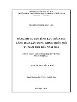 Đảng bộ huyện Bình Lục (Hà Nam) lãnh đạo xây dựng nông thôn mới từ năm 2008 đến năm 2014